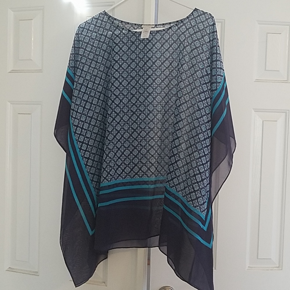 Talbots blue and white blouse